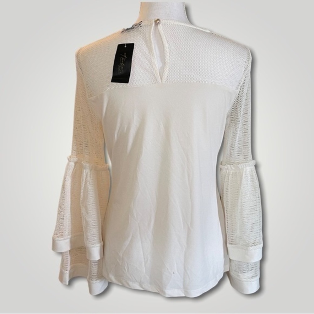 Thalia Sodi Mesh Shoulder Bell Sleeve Top - Picture 5 of 5